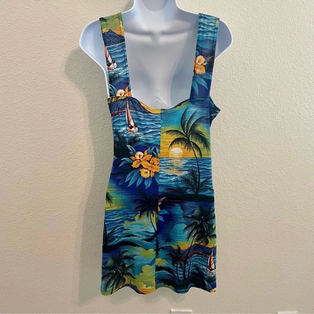 Tropical Blue Swim Cover Up Dress Xl